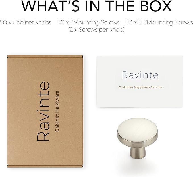 Ravinte 50 Pack Drawer Pulls 1-1/4 Inch Kitchen Cabinet Knobs Brushed Nickel - Image 7