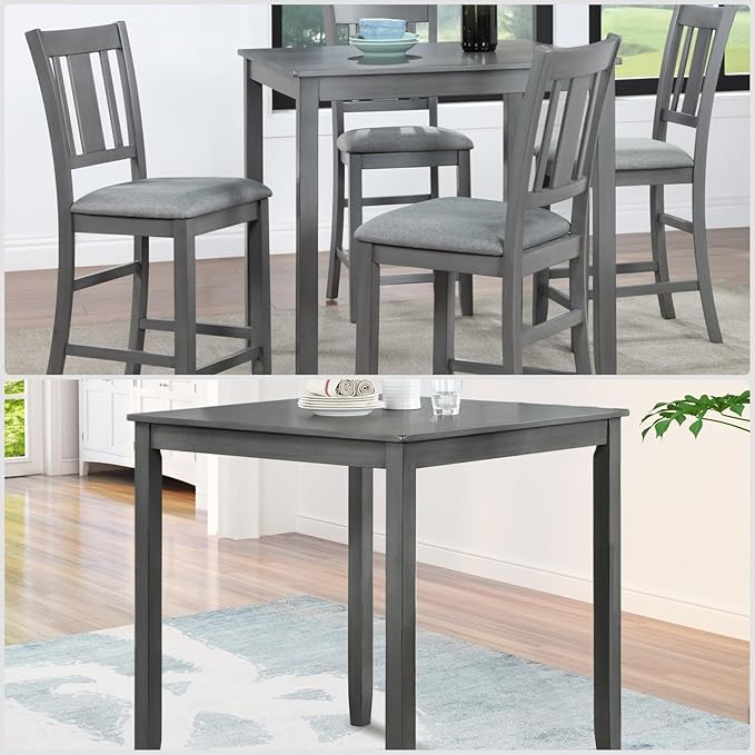 Dining Table for 4, Wooden Rectangular Kitchen Table - Image 4