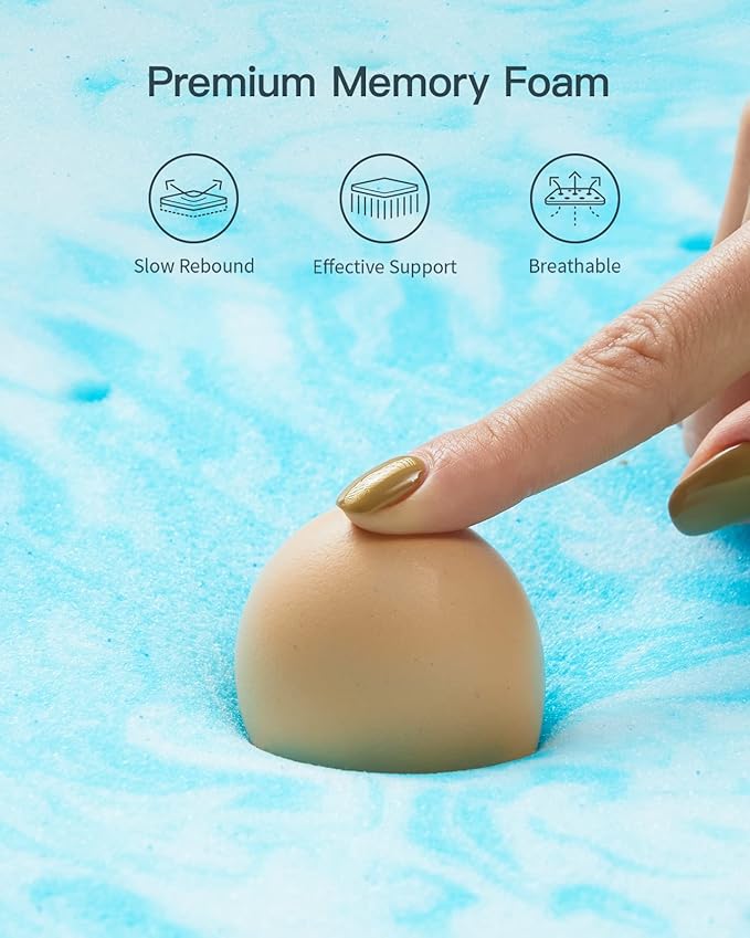 PERLECARE 4 Inch Queen Memory Foam Mattress Topper, Cooling Gel Infused - Image 2