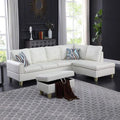 White L-Shaped 3-Piece Faux Leather Sofa by Unknown