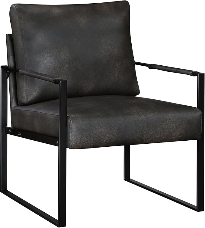 Lexicon Modern Accent Chair, Faux Leather Upholstered Living Room Chair - Image 3