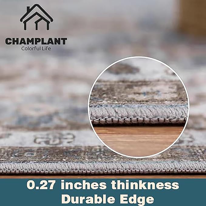 Washable Area Rug 4'x6' Traditional Floor Cover Foldable Thin Rugs Retro - Image 4