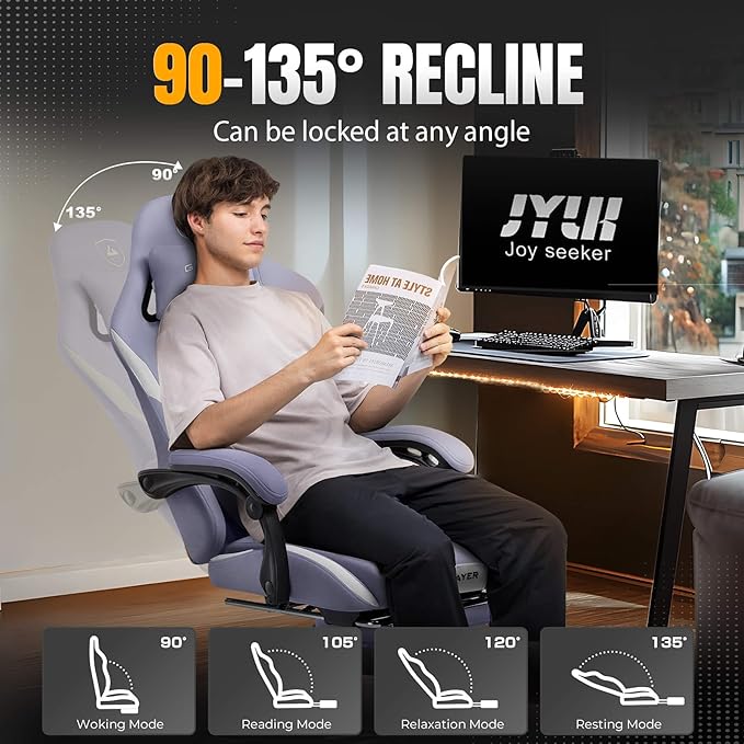 GTRACING Gaming Chair with Foot Rest & Pocket Spring Cushion, Breathable Fabric - Image 7