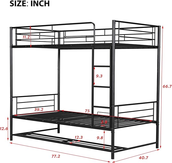 Twin Over Twin Metal Bunk Bed - Image 2
