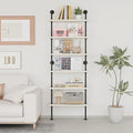 Pipe Shelves, Wall Mounted Wood Metal Industrial Shelves, Ladder Bookshelf by ANYNICE