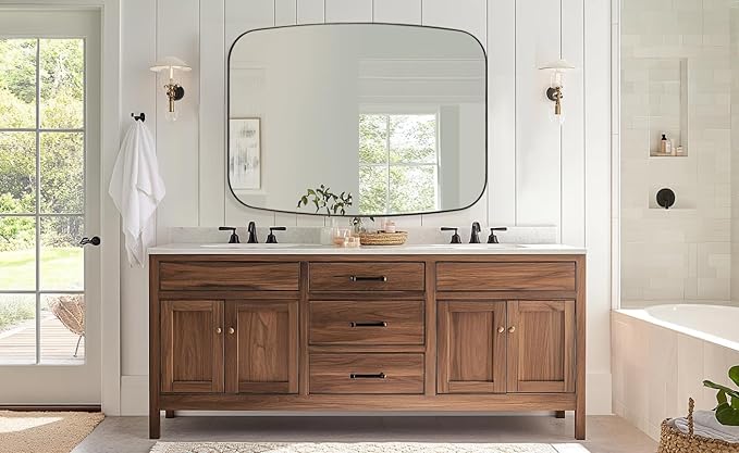 ANDY STAR Bronze Oblong Mirror, 36x48 Inch Brushed Bronze Oval Mirror - Image 6