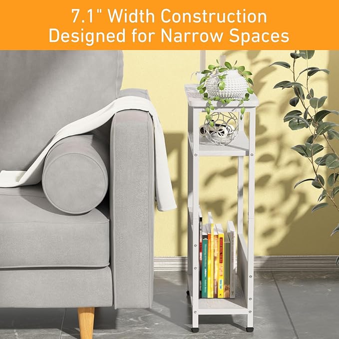 7.1" Narrow Side Table for Small Spaces, 3 Tier Small End Table - Image 5