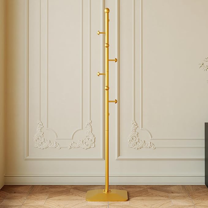 Gold coat rack, Metal coat hanger stand, Coat Tree freestanding Heavy duty - Image 3