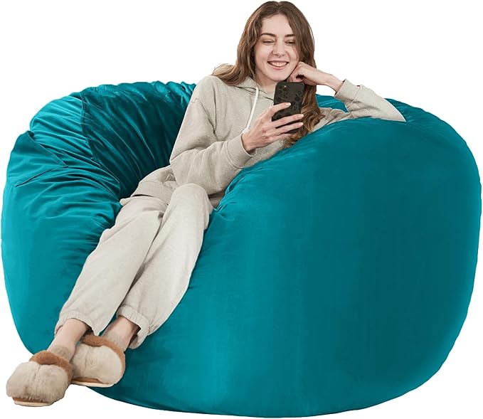 HABUTWAY Bean Bag Chair: Giant 5' Memory Foam Furniture Bean Bag Chairs by HABUTWAYMakeYourLifeComfortable