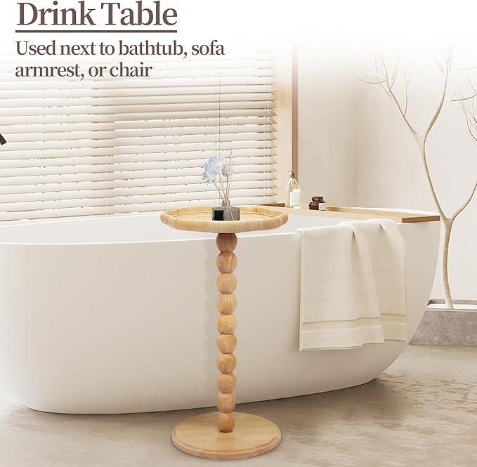 Drink Table, Boho Rattan Flower Small Side Table - Image 7