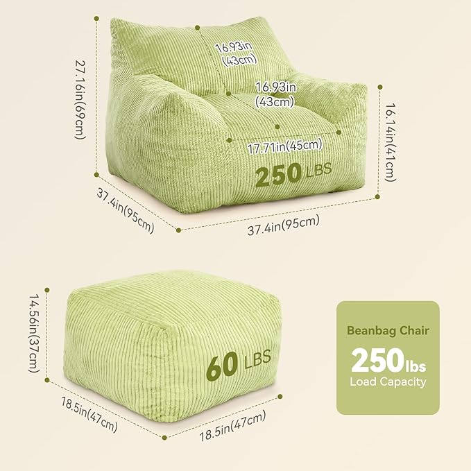 INMOZATA Bean Bag Chair for Adults, 3FT Beanbag Chair - Image 2