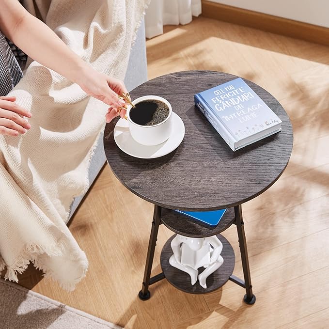 Dulcii Small Round End Table for Narrow and Small Space, 3-Tier Round Accent - Image 4