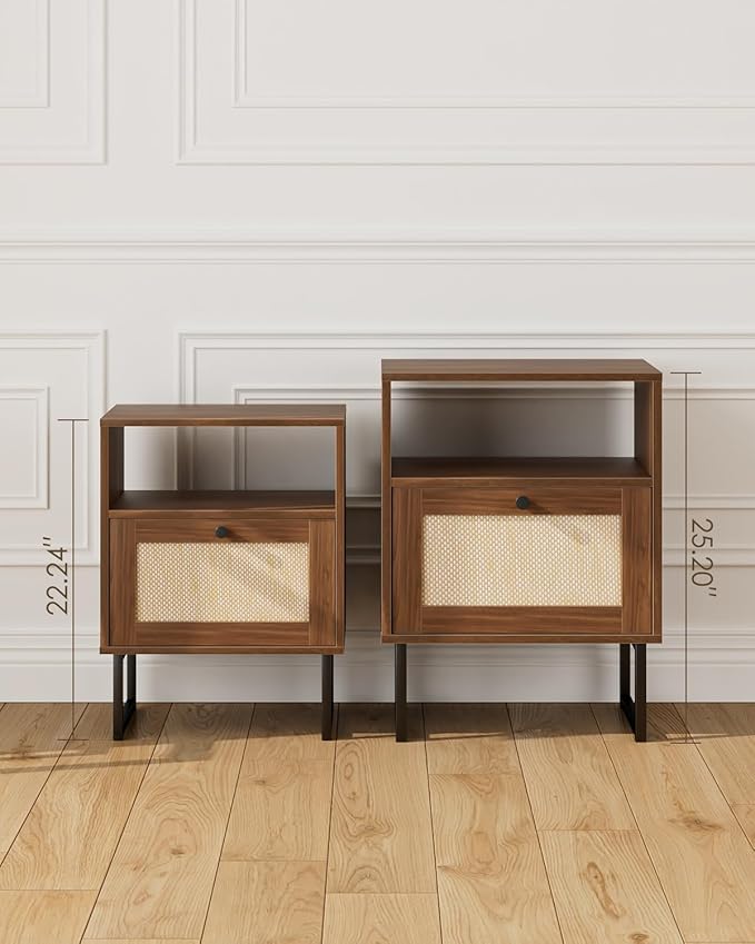 Masupu Extra Large Rattan Nightstand, Modern Boho Farmhouse Wood Bedside Table - Image 4