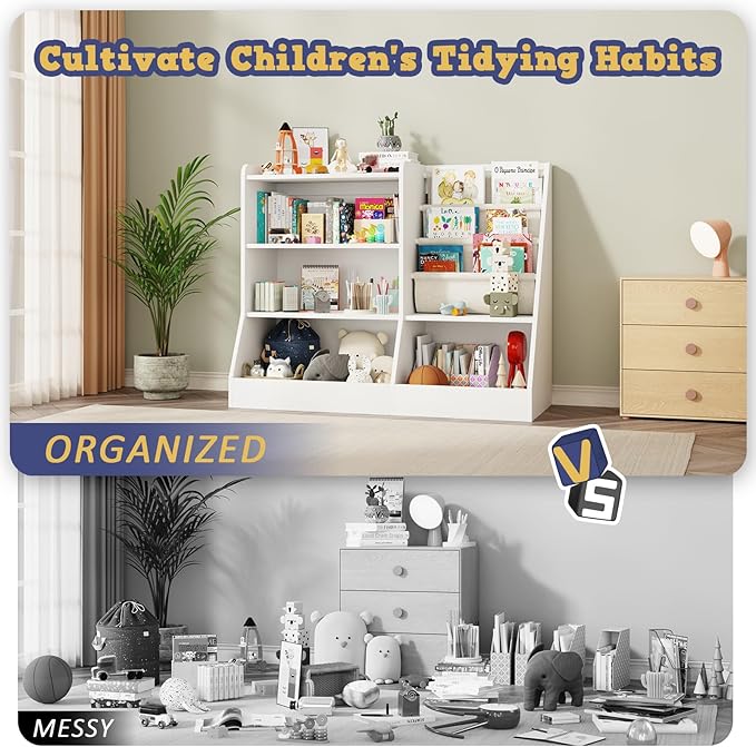 39" Large Kids Wooden Bookshelf and Toy Storage Organizer, Baby Bookcase - Image 5