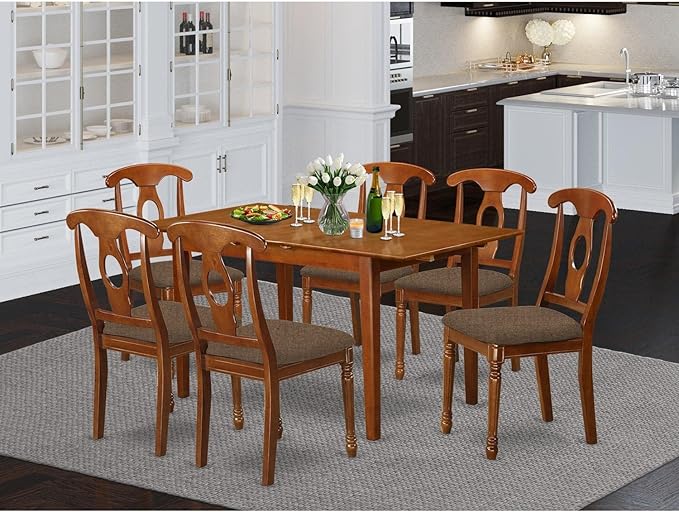 East West Furniture PSNA7-SBR-C 7 Piece Dinette Set Consist of a Rectangle - Image 6