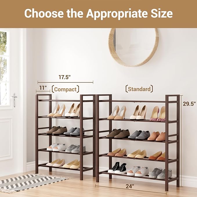Haddockway Bamboo Shoe Rack for Closet, Free Standing Shoe Organizer - Image 3