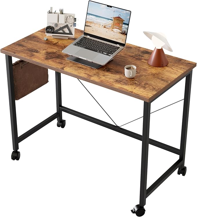 Rolling Computer Desk with Wheels, Gaming Desk by MERICONIA
