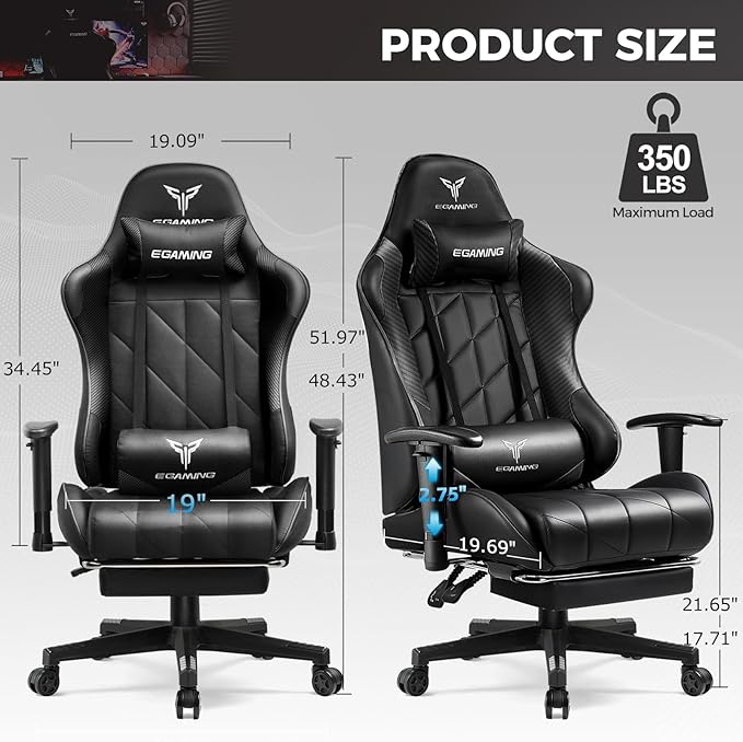 Gaming Chair with 3D Adjustable Armrests, Cow Print Design, Ergonomic Office - Image 3