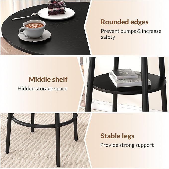 3 Pieces Round Bar Table Set, Small Dining Table - Image 3