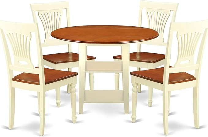 East West Furniture SUPL5-BMK-W 5 Piece Dining Room Table Set Includes a Round by EastWestFurniture