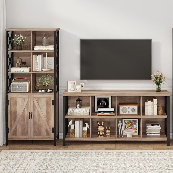 FATORRI Rustic Tall Bookshelf - Image 7