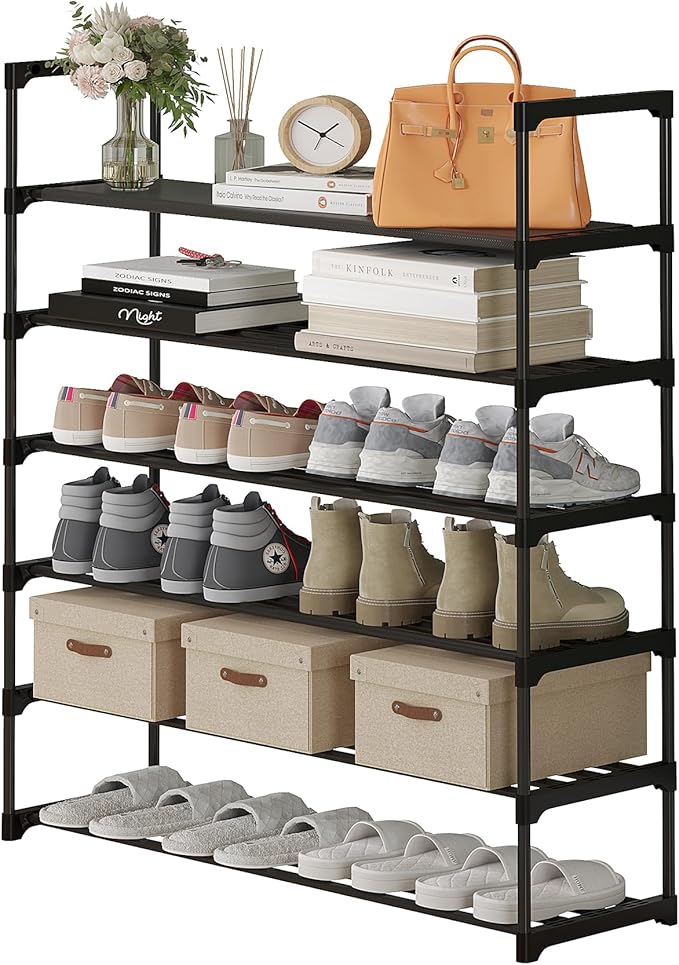 Calmootey 6-Tier Shoe Rack, Tall Large Capacity 30 Pairs Shoes Storage Organizer - Image 5