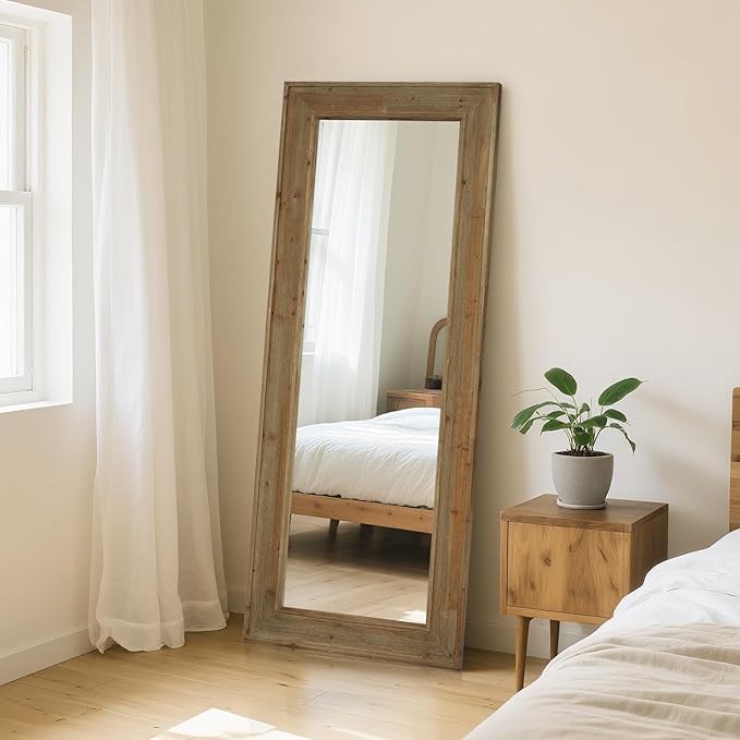 WallBeyond Full Length Mirror Rustic Wood Framed, 24 x 60 inch Farmhouse Wall by WallBeyond