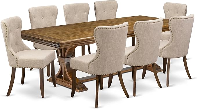 NESI9-AWA-04-9-Piece Dining Table Set Consists of a Modern Kitchen Table and 8 - Image 2