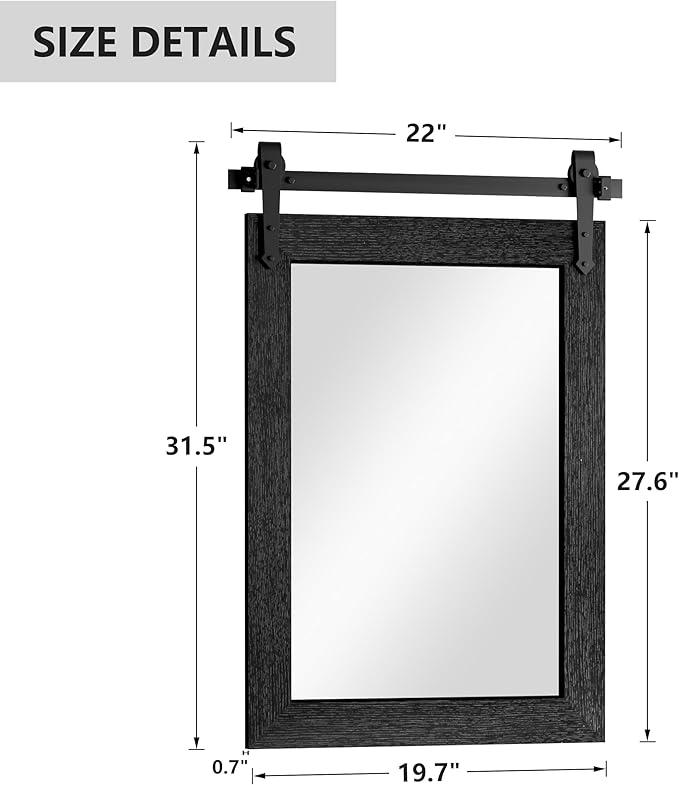 Farmhouse Bathroom Mirror for Over Sink 22”x32” Black, Rustic Western Barn - Image 5