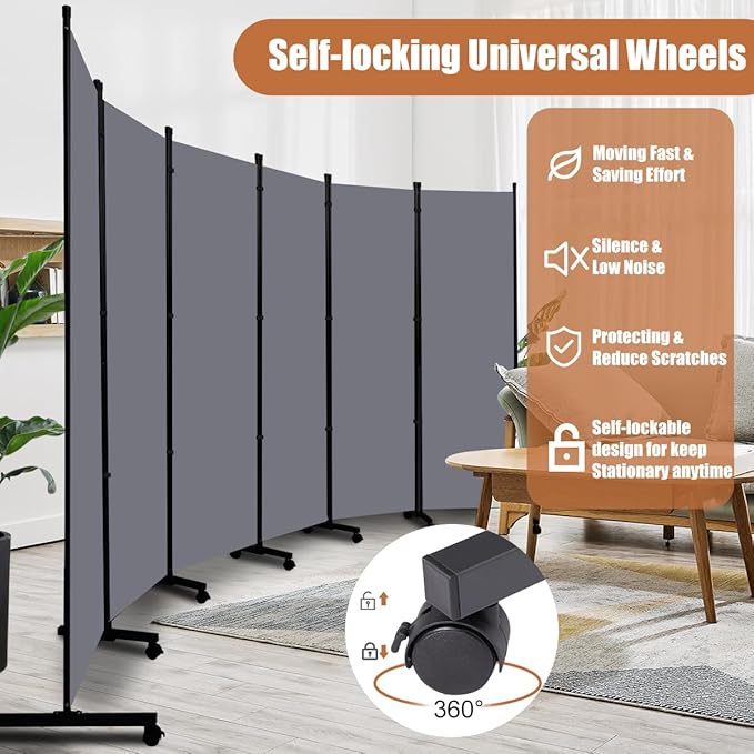 Room Divider Portable 132'' Partition Room Dividers and Folding Privacy Screens - Image 2