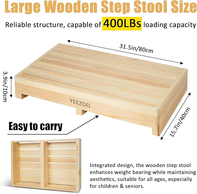 Wooden one Step Stool- Solid Pine Wood Step Riser - Image 2