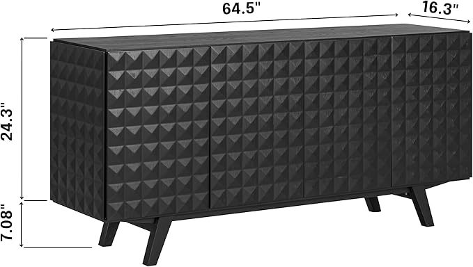 NTC Sapa Mid-Century Modern Solid Wood Sideboard – 4-Door Accent Buffet Cabinet - Image 2