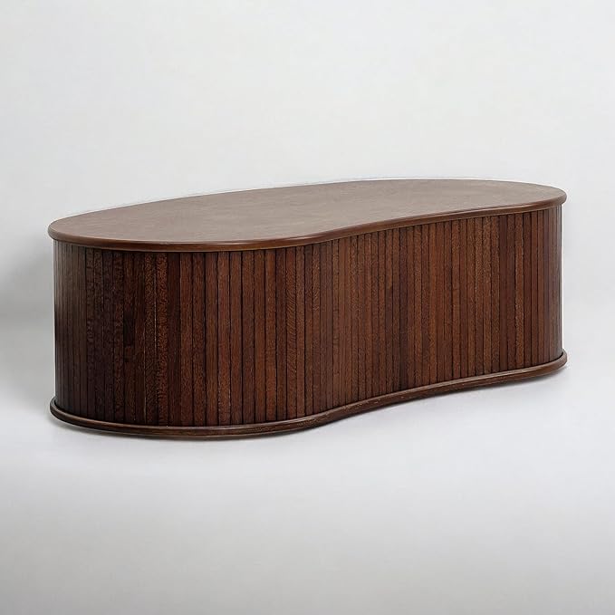 NTC Ripple Coffee Table, Modern Oval Wooden Center Table by NTC