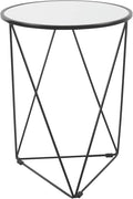 HomePop Metal Accent Table Triangle Base Round Mirror Top, 18D x 18W x 24H by HomePop
