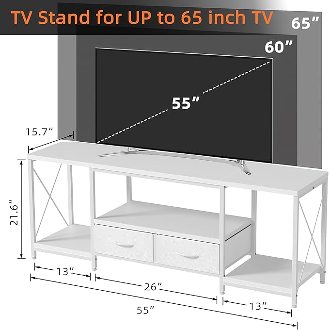 TV Stand with Fabric Drawers for 55 60 65 Inches TV - Image 5
