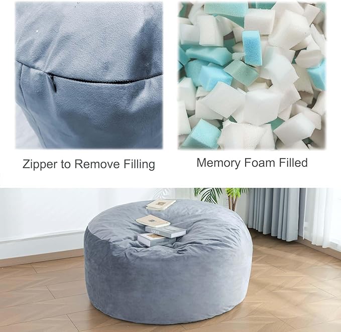 Bean Bag Chairs, Memory Foam Stuffing Bean Bag Chair - Image 3