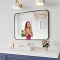 Bathroom Mirror, 28X36 Inch Black Metal Framed Mirror by KOONMI