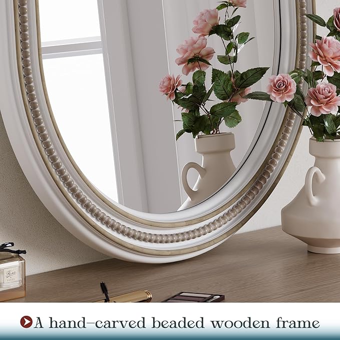 Boho Oval Mirror, Wooden Rustic Decorative Mirror - Image 5