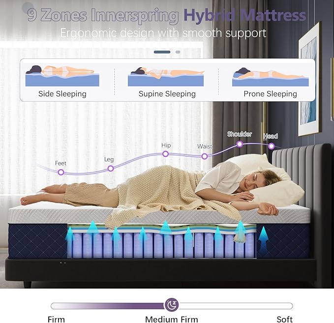 Full Mattresses, 14 Inch Hybrid Full Mattress in a Box, Memory Foam and - Image 5