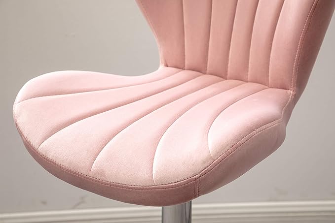 Roundhill Furniture Ellston Velvet Adjustable Swivel Barstools in Pink - Image 6