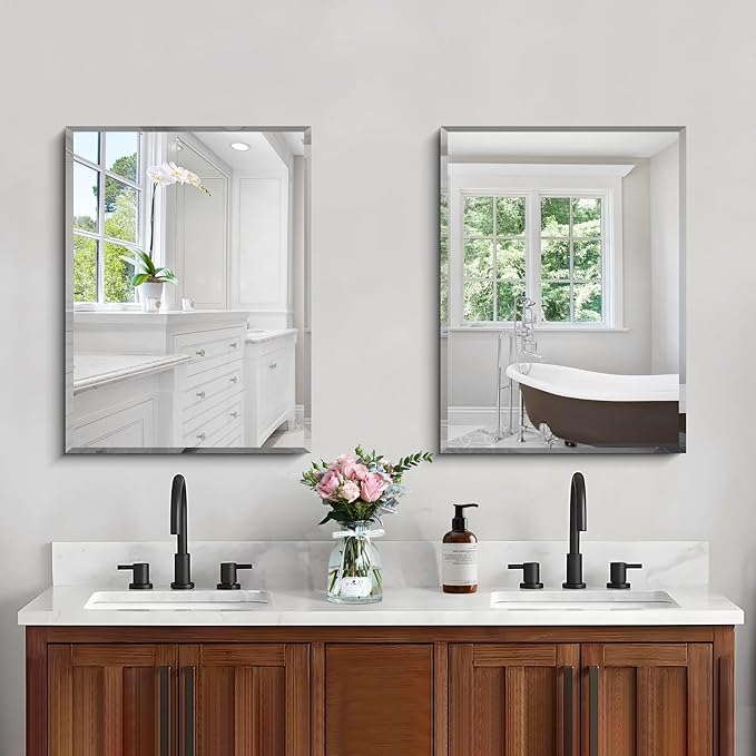 18x24 Beveled Mirror, Frameless Beveled Bathroom Mirrors - Image 3