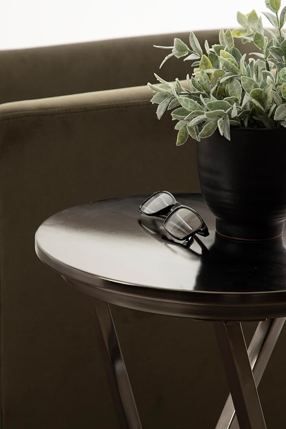 Kate and Laurel Aja Modern Metal Round Side Table; 15 x 15 x 23; Gray Gunmetal; - Image 6