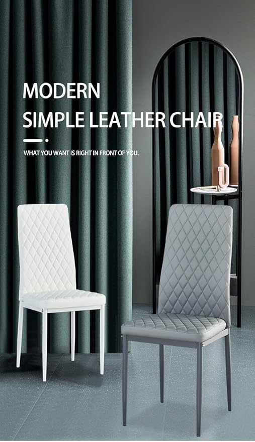 JT Modern Minimalist Dining Chair Fireproof Leather Sprayed Metal Pipe Diamond - Image 10