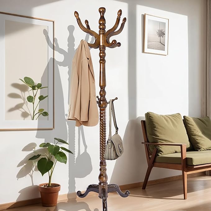 73 in Wood Coat Rack, Coat Rack Freestanding by VEGNIC