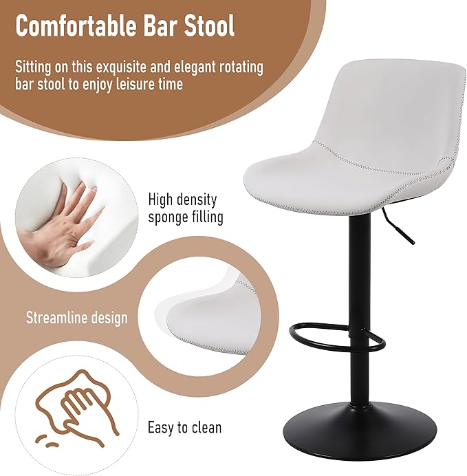 Bar Stools, Swivel Counter Height Barstools - Image 4