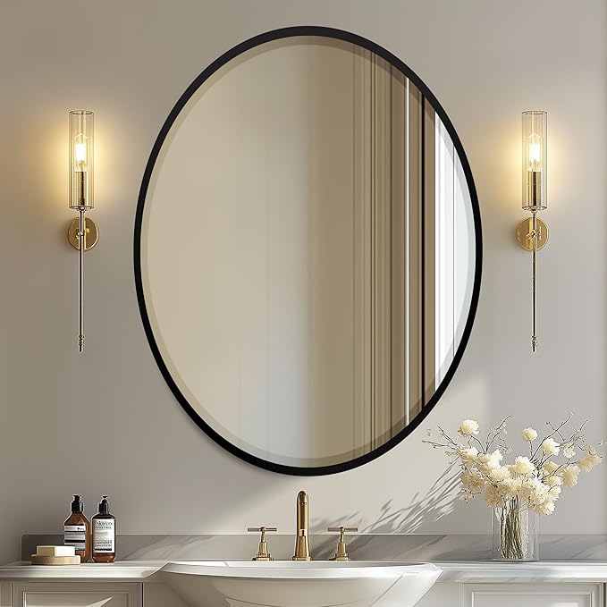 OVALCREST - Oval Wooden Beveled Wall Mirror by OVALCREST