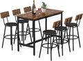 Dining Table Set for 6, 7-Piece Bar Table Set, Kitchen Table and Chairs by Zevemomo