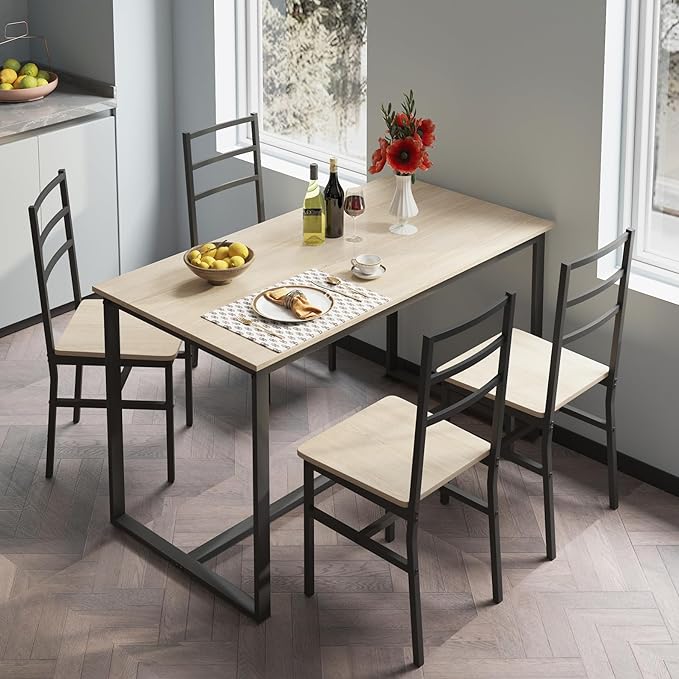 5-Piece Dining Table Set with 4 Chairs, 47.2" Kitchen Table Chairs Set of 4 by Unknown