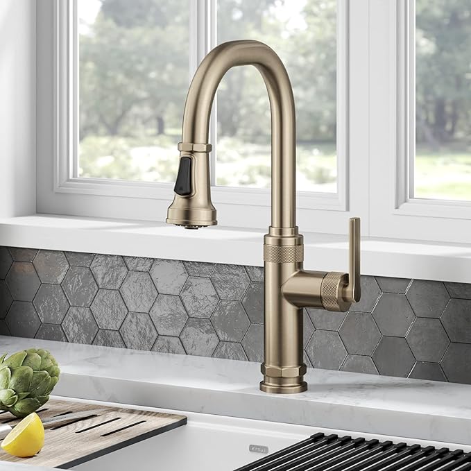KRAUS Allyn Industrial Pull-Down Single Handle Kitchen Faucet in Spot-Free - Image 2