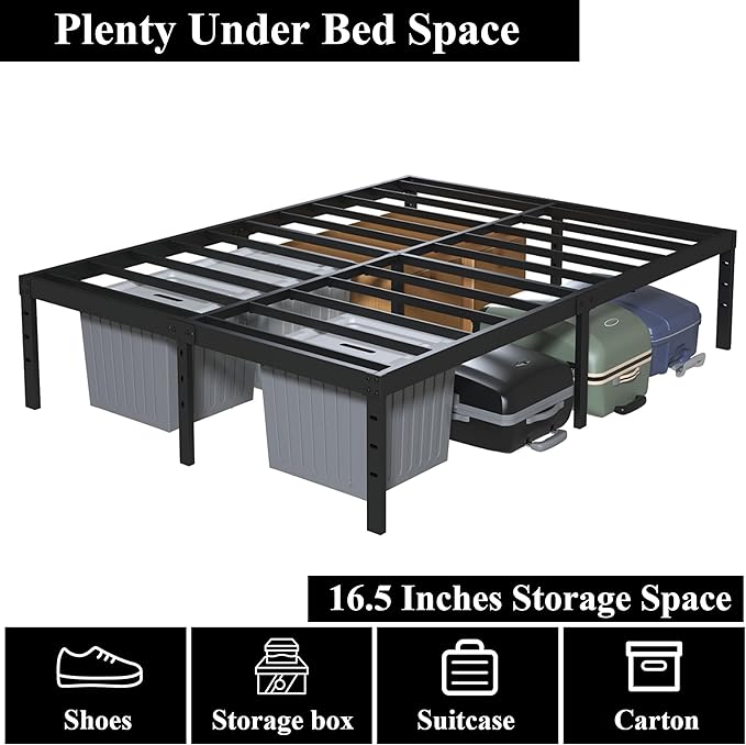 18 Inch California King Bed Frames No Box Spring Need, Platform Cal King Bed - Image 6
